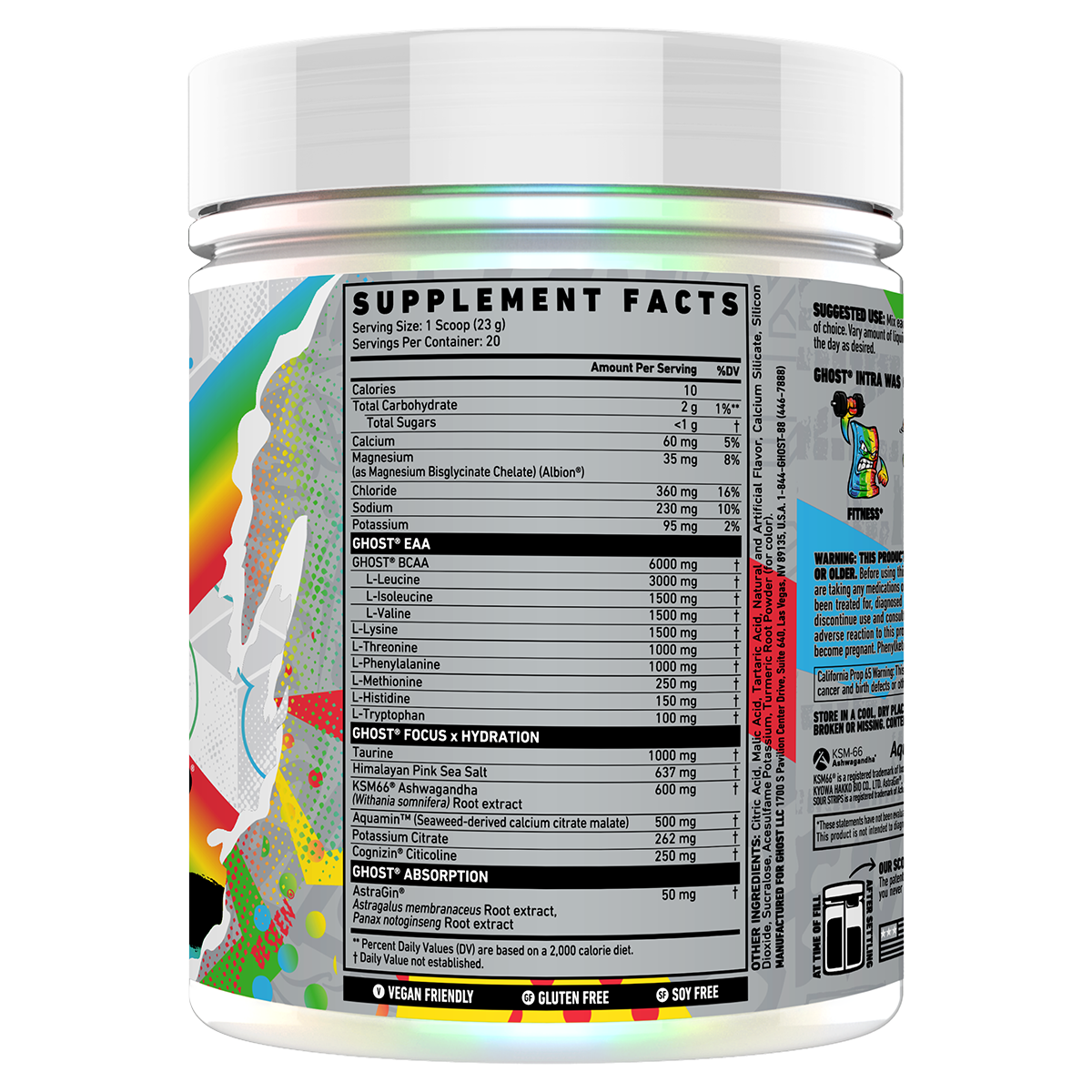Ghost Intra Sour Strip supplement facts and nutrition panel