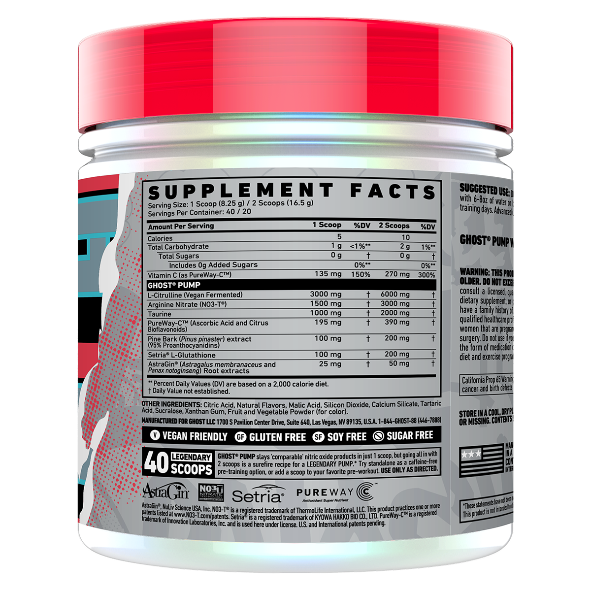 Ghost Pump V2 Passion Fruit New supplement facts and nutrition panel