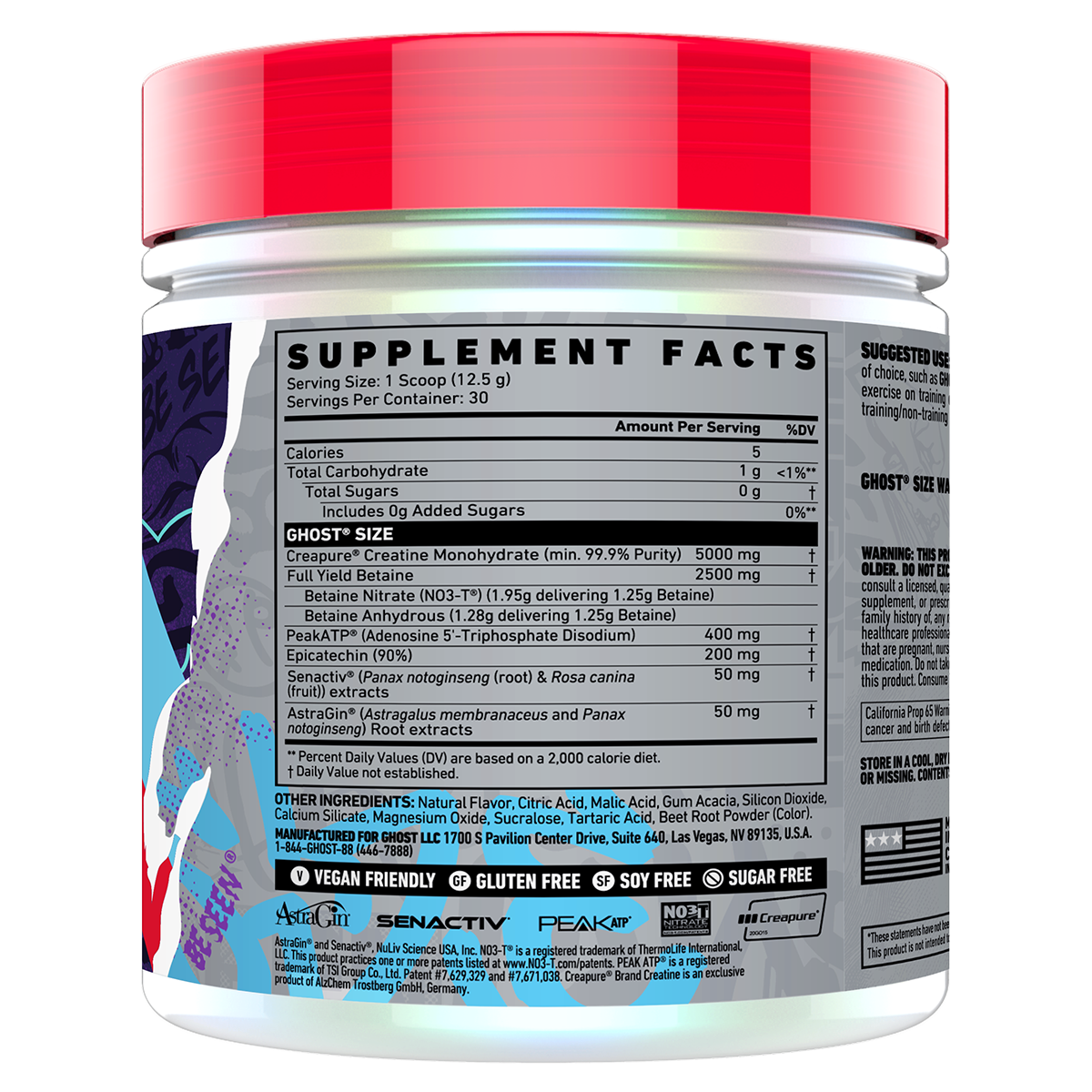 Ghost Size V3 Limeade supplement facts and nutrition panel
