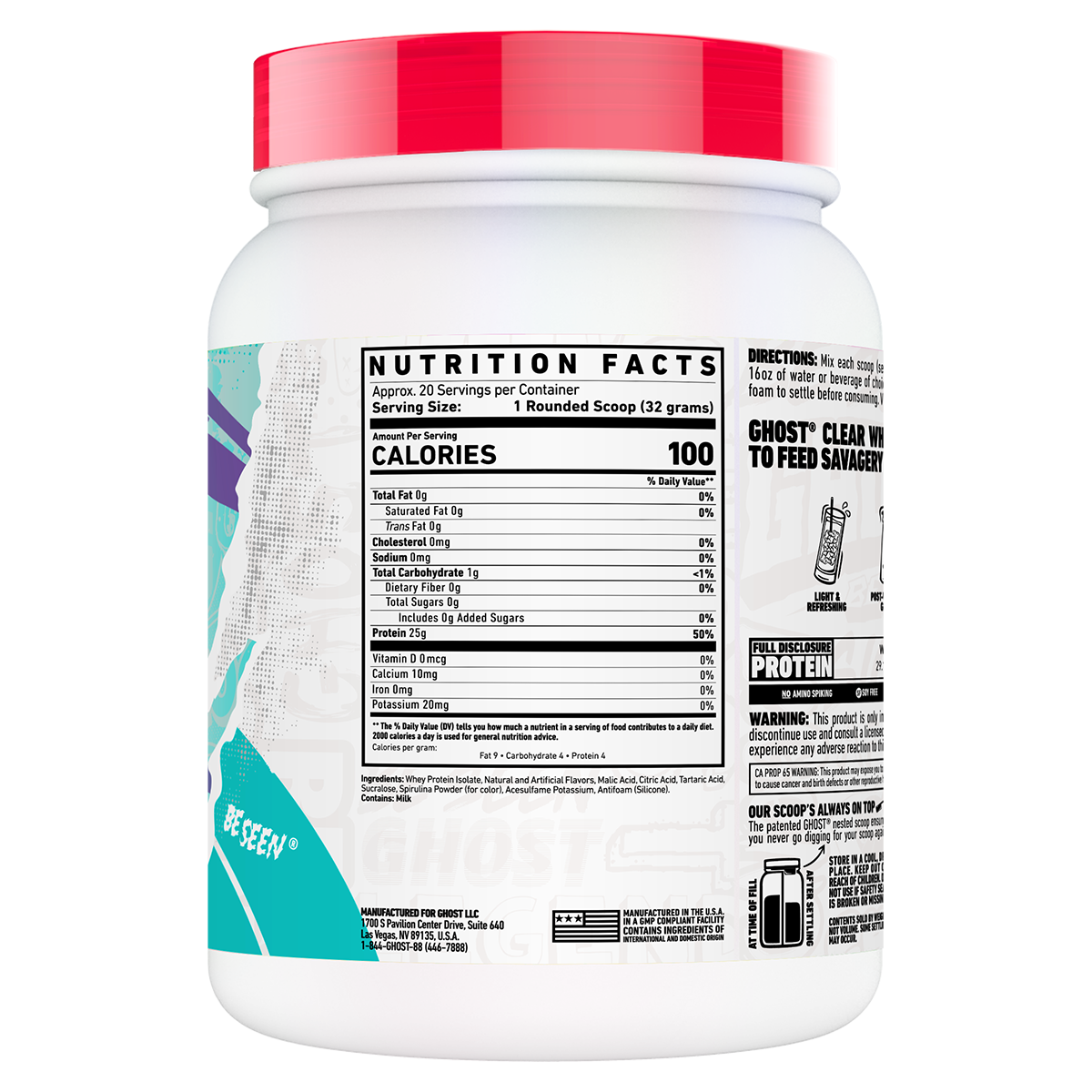 Ghost Ghost Clear Whey Isolate nutrition panel