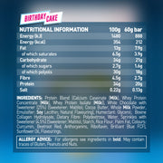 Grenade 12-Box Protein Bar Birthday Cake nutrition panel