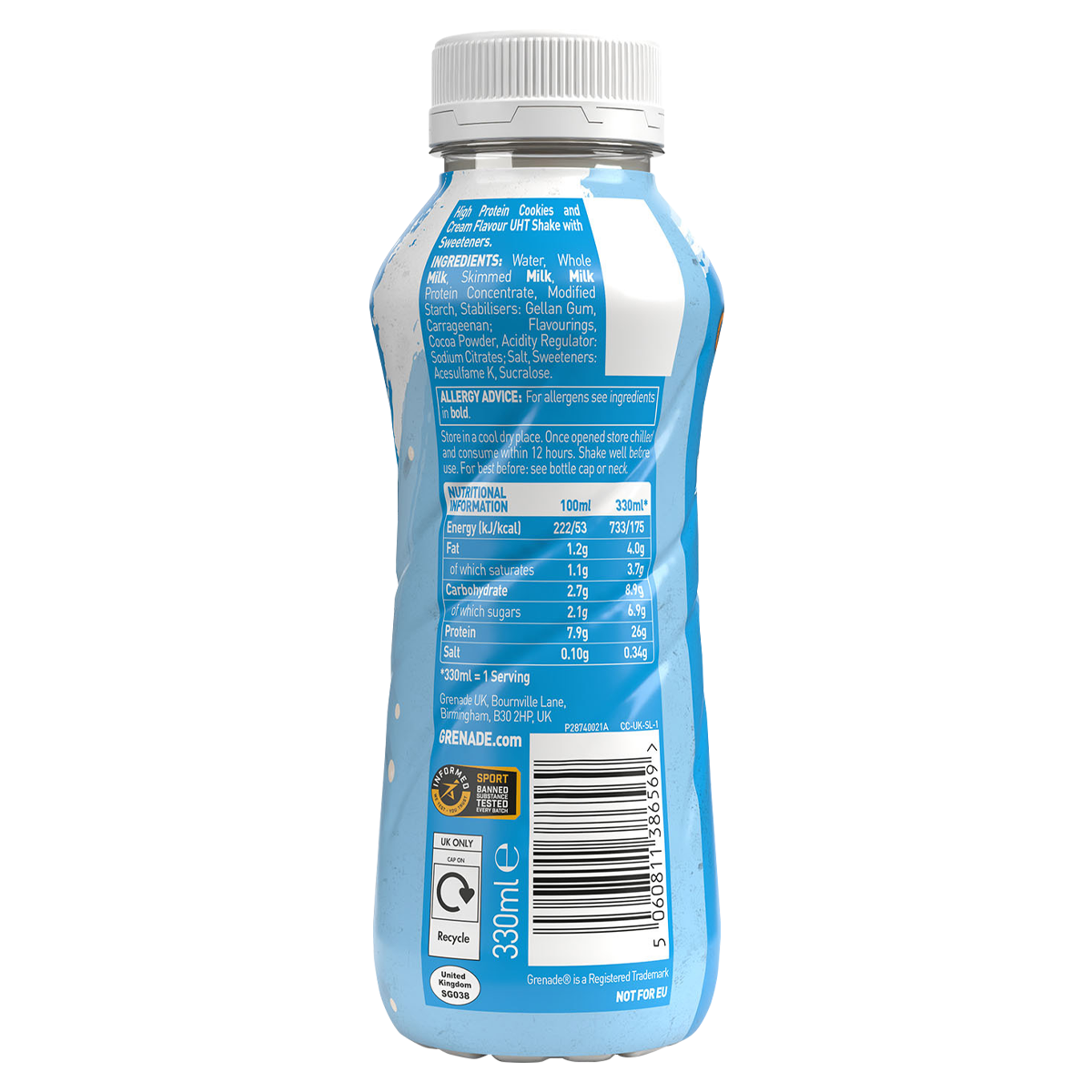 Grenade Grenade Protein RTD cookie cream back of pack
