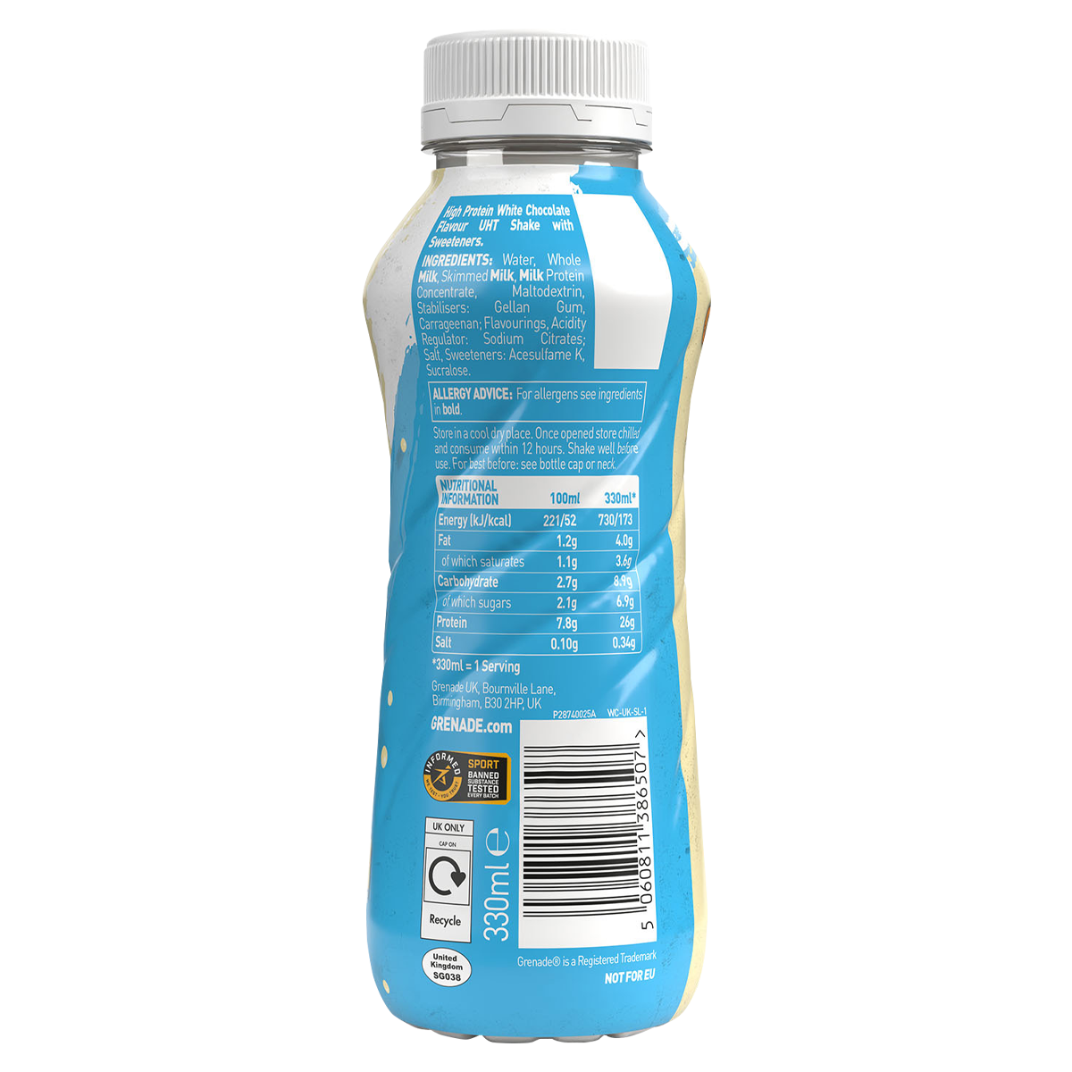 Grenade Grenade Protein RTD white choc back of pack