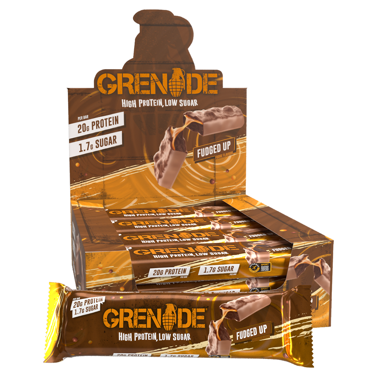 Grenade 12-Box Protein Bar Fudge Up, NZ Supps