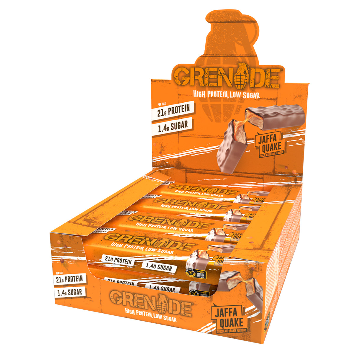 Grenade 12-Box Protein Bar Jaffa Quake