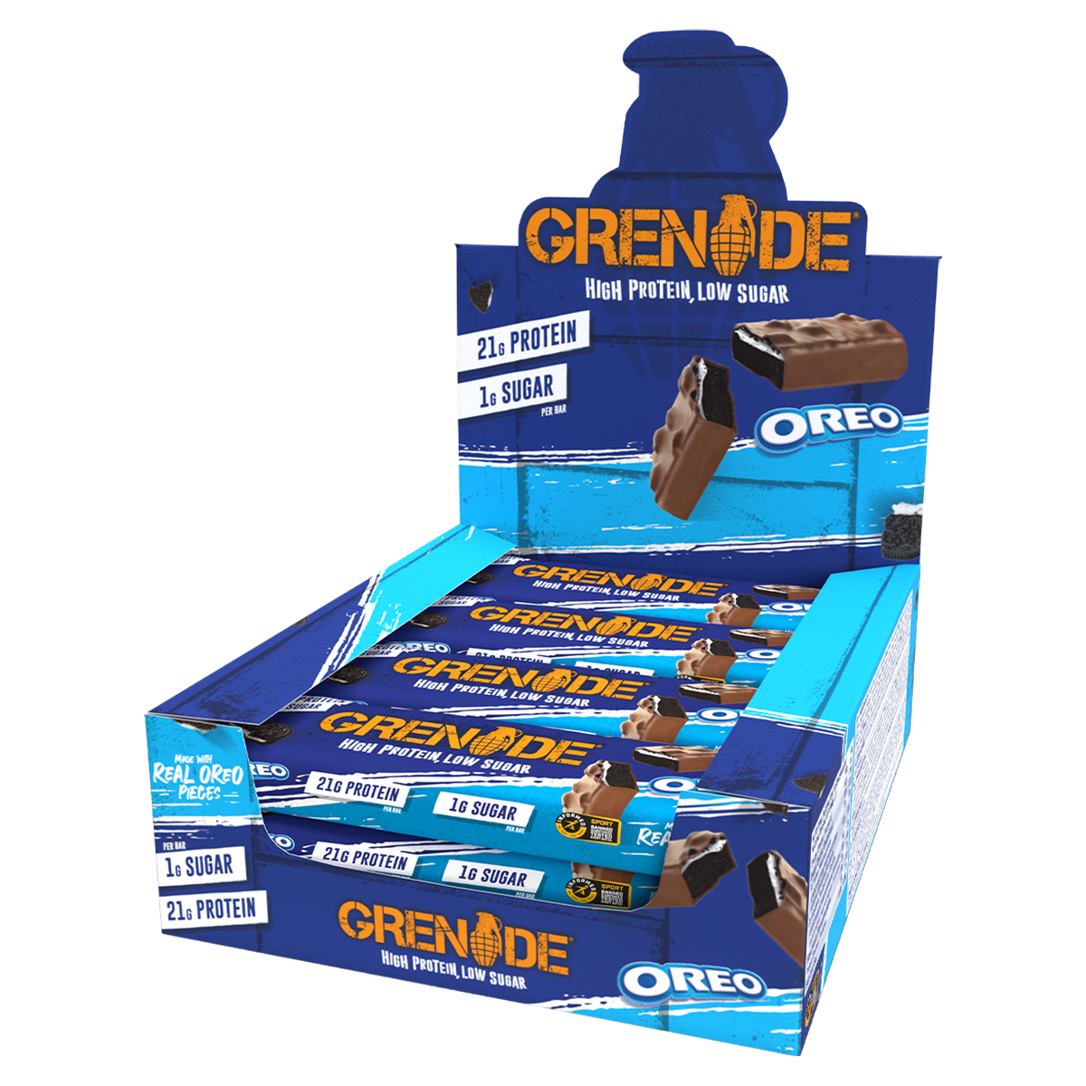 Grenade 12-Box Protein Bar Oreo side of pack