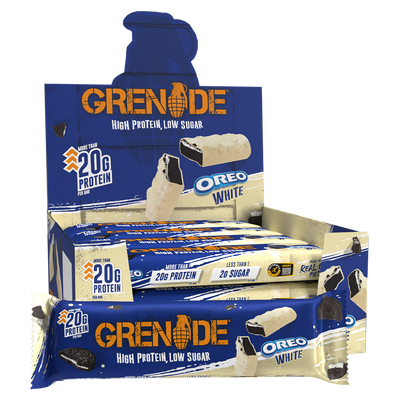 Grenade Protein Bar, Oreo White, left of pack, NZ Supps