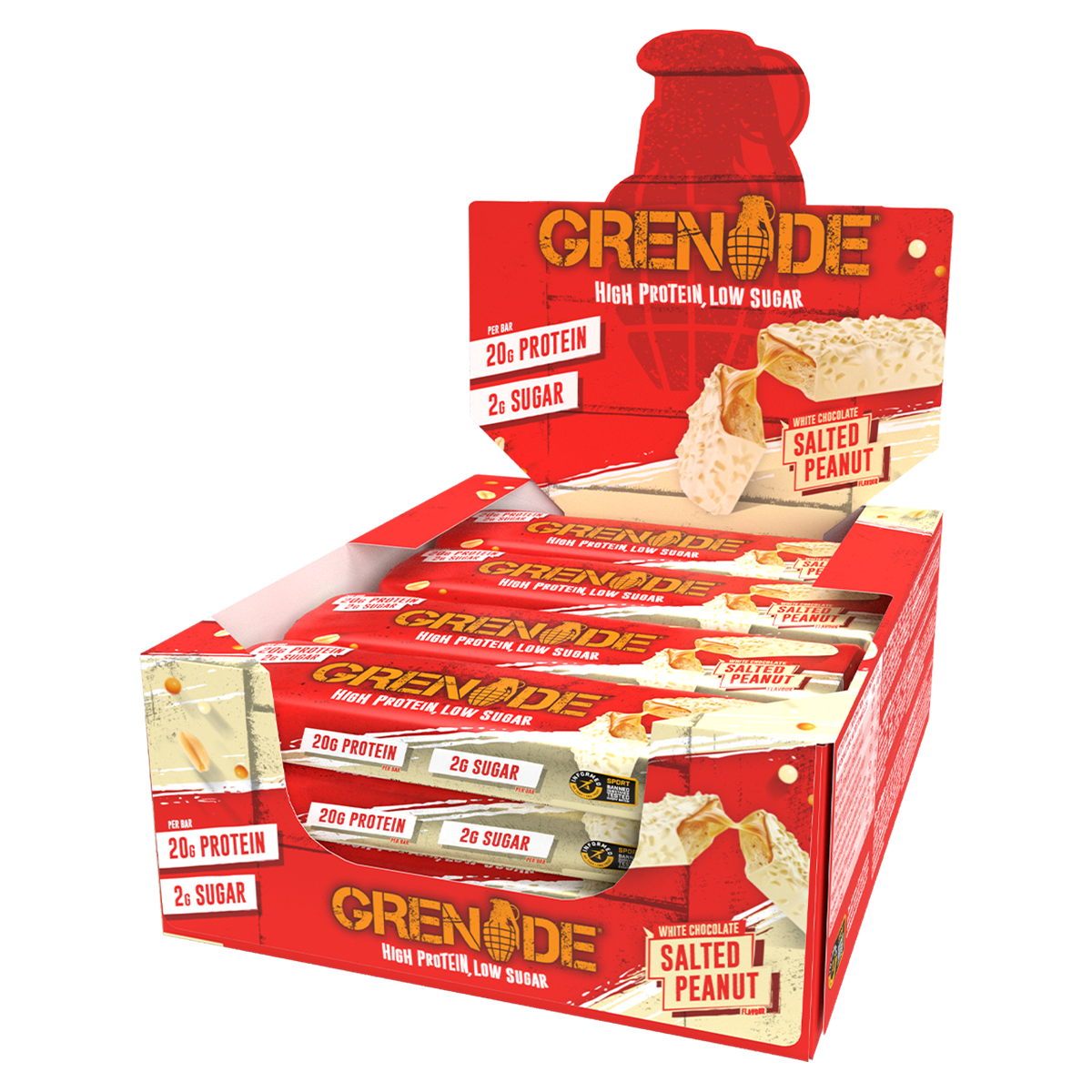 Grenade 12-Box Protein Bar White Choc Salted Peanut, NZ Supps