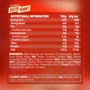 Grenade 12-Box Protein Bar White Choc Salted Peanut nutrition panel