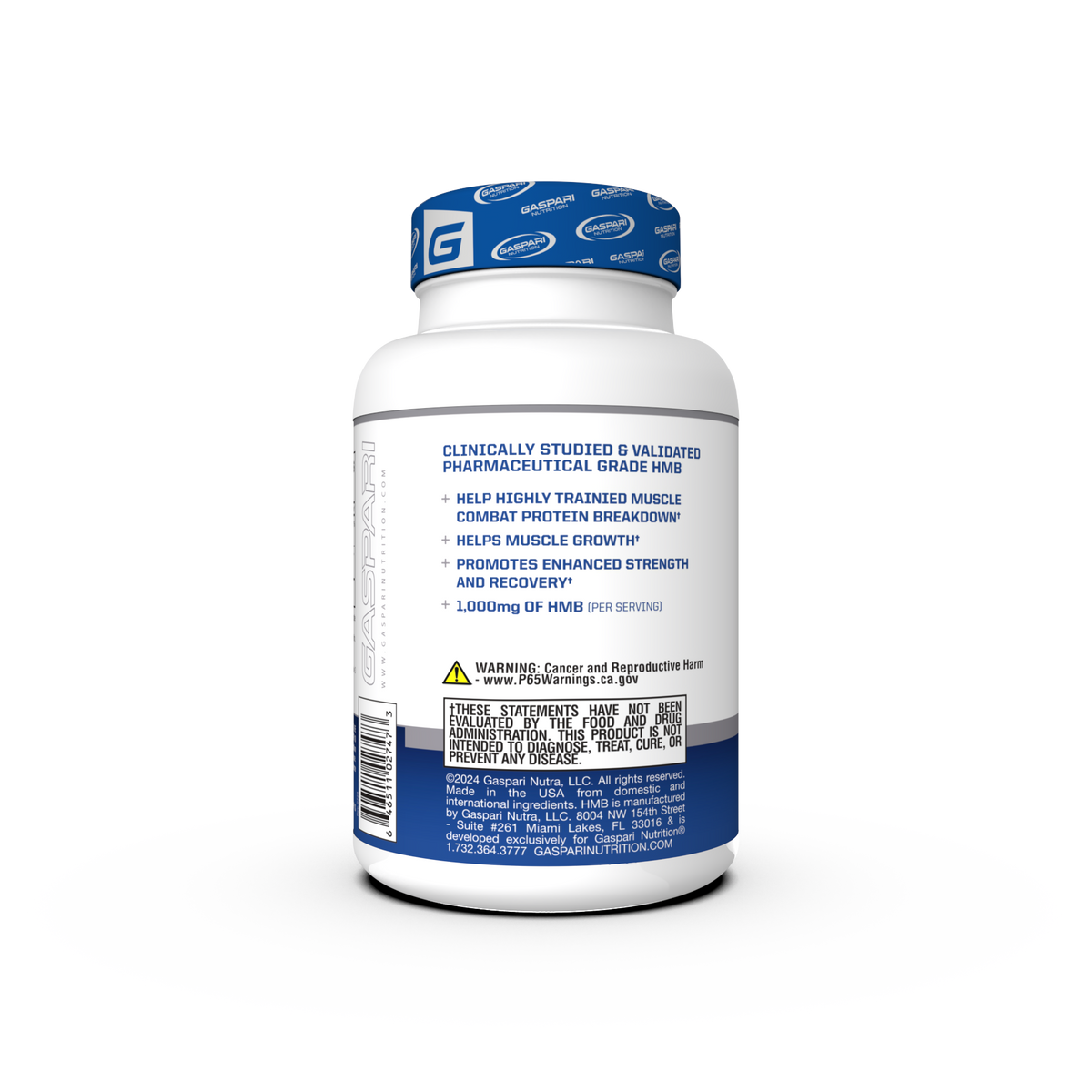 Gaspari Nutrition HMB front of pack back of pack