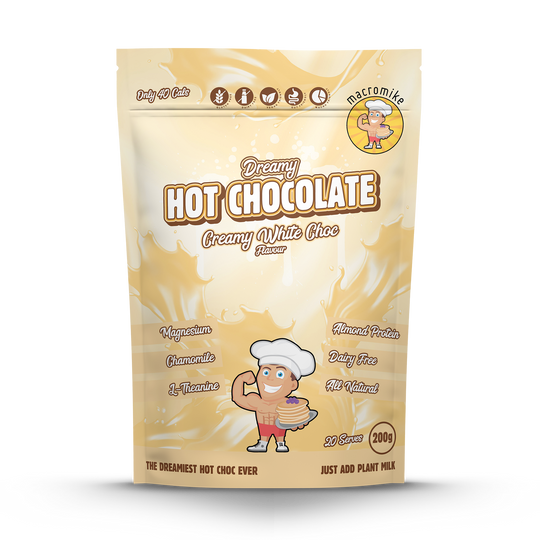 Macro Mike Dreamy Hot Chocolate Creamy White Choc 200g front of pack