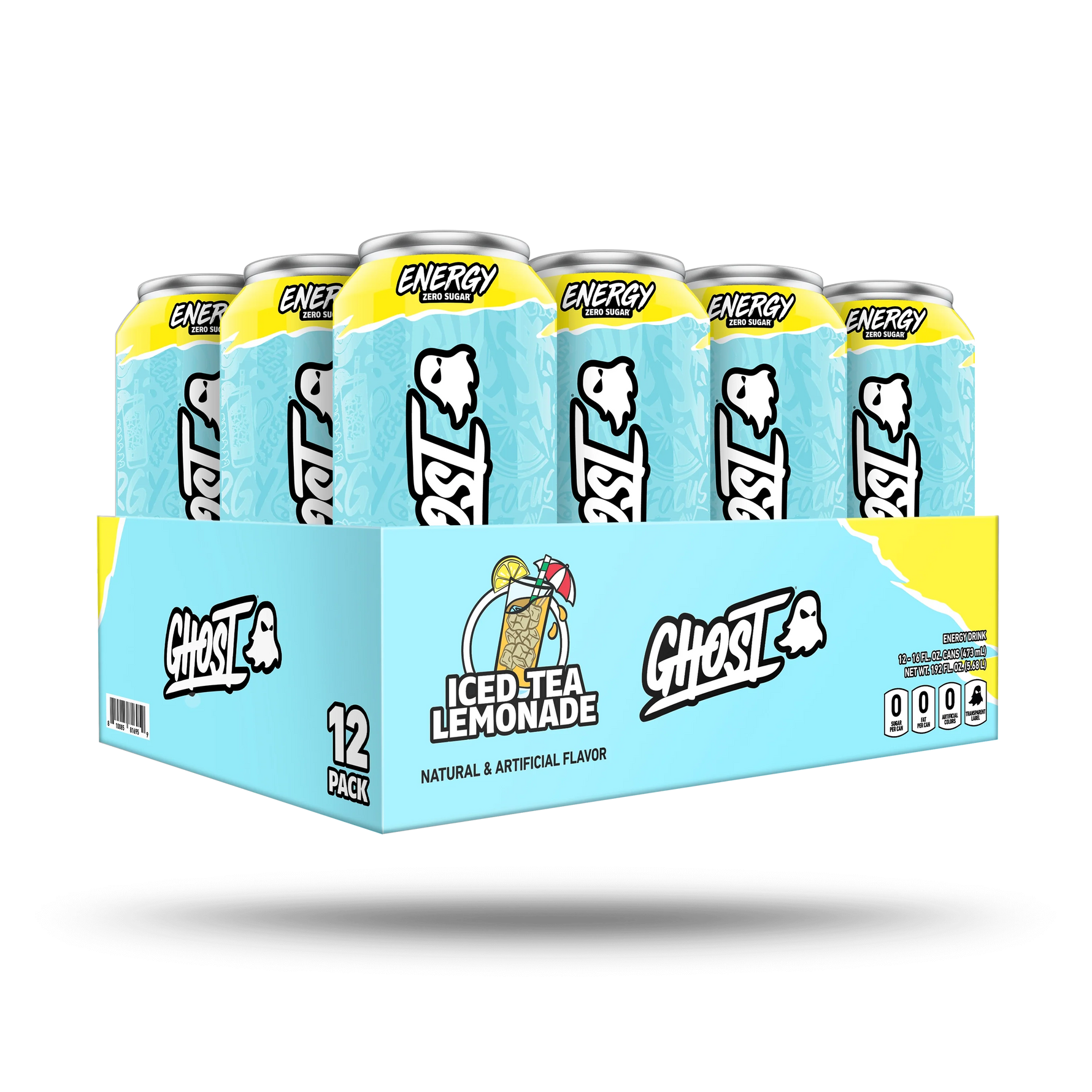 Ghost 12-Pack Energy RTD - Ice Tea Lemonade, 500ml