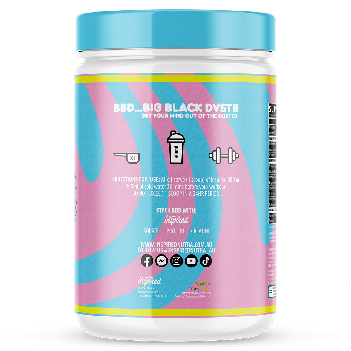 Inspired DVST8 BBD, Cotton Candy — side of pack
