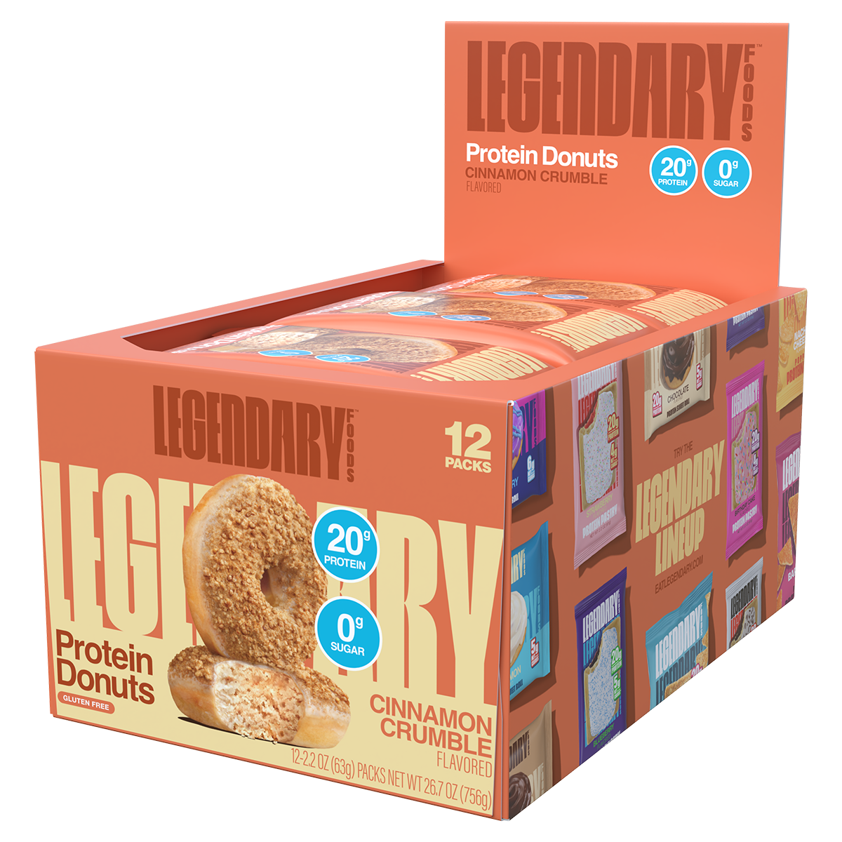 Legendary Foods 12-Pack Protein Donut Cinnamon Crumble