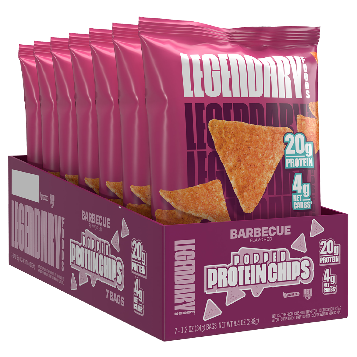 Legendary Foods 7-Pack Protein Pop Chips BBQ