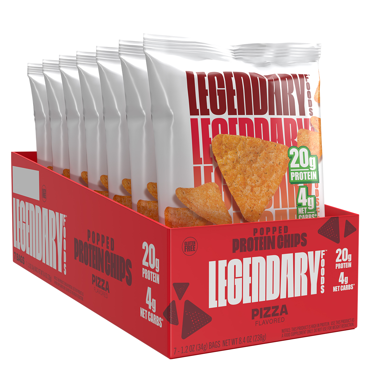 Legendary Foods Protein Pop Chips 34g, Pizza — side of pack