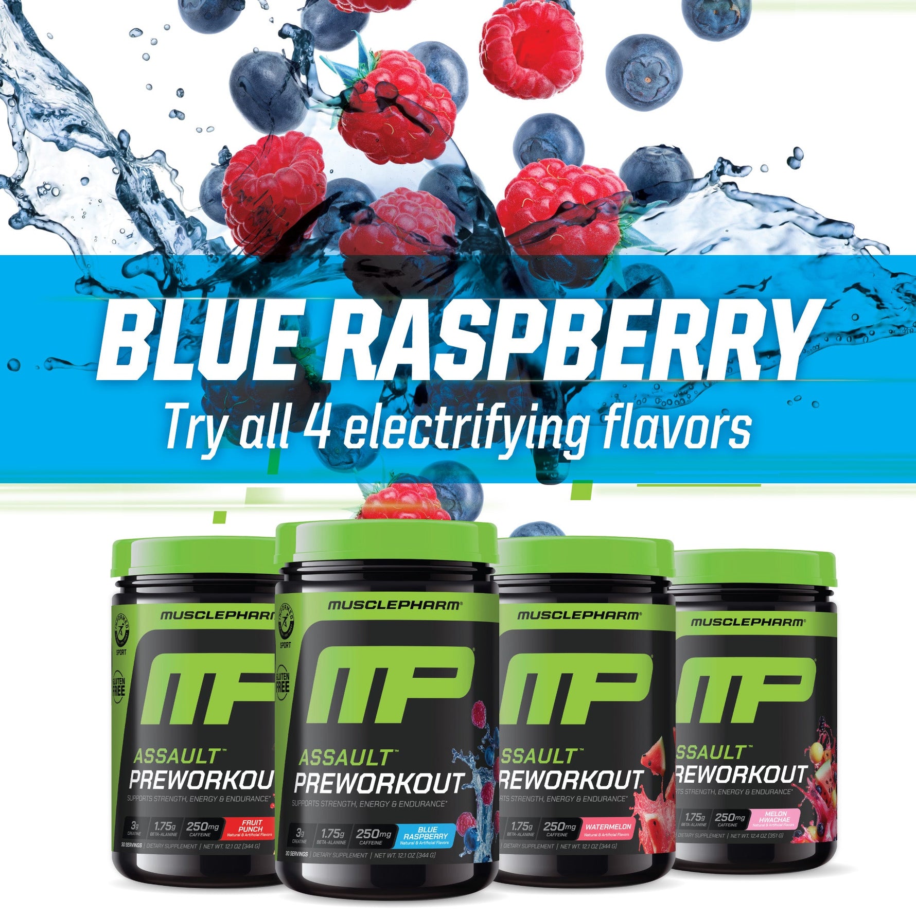 MusclePharm Assault Sport, Blue Raspberry