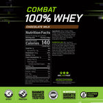 MusclePharm Combat 100% Whey Chocolate nutrition panel