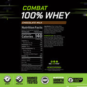 MusclePharm Combat 100% Whey Chocolate nutrition panel