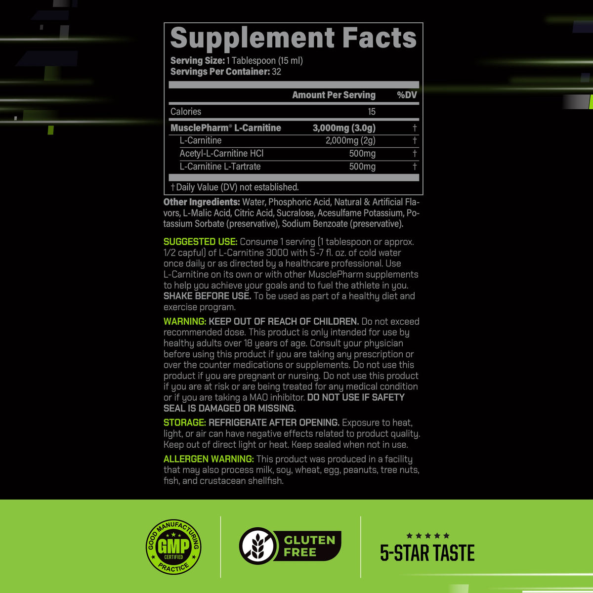 MusclePharm Lcarn 3000, Blue Raspberry