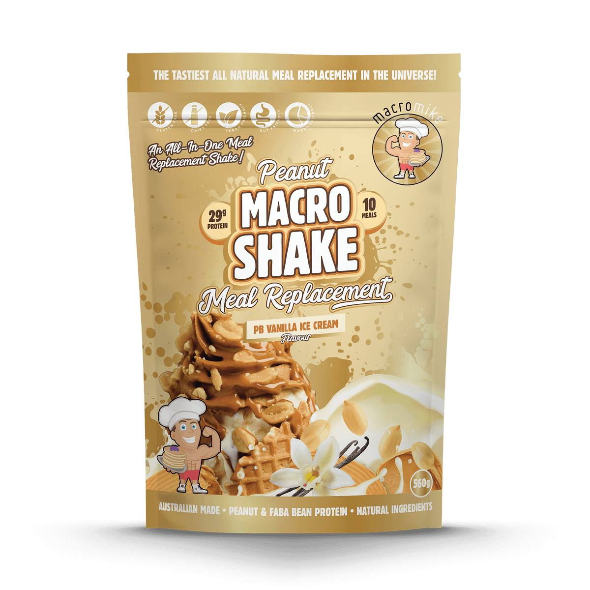 Macro Mike Peanut Macro Shake PB Vanilla Ice Cream front