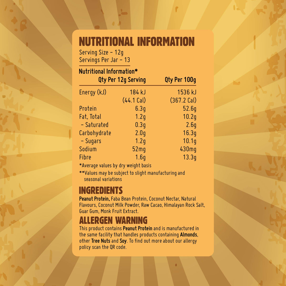 Macro Mike Powdered Peanut Butter Chocolate Hazelnut supplement facts and nutrition panel