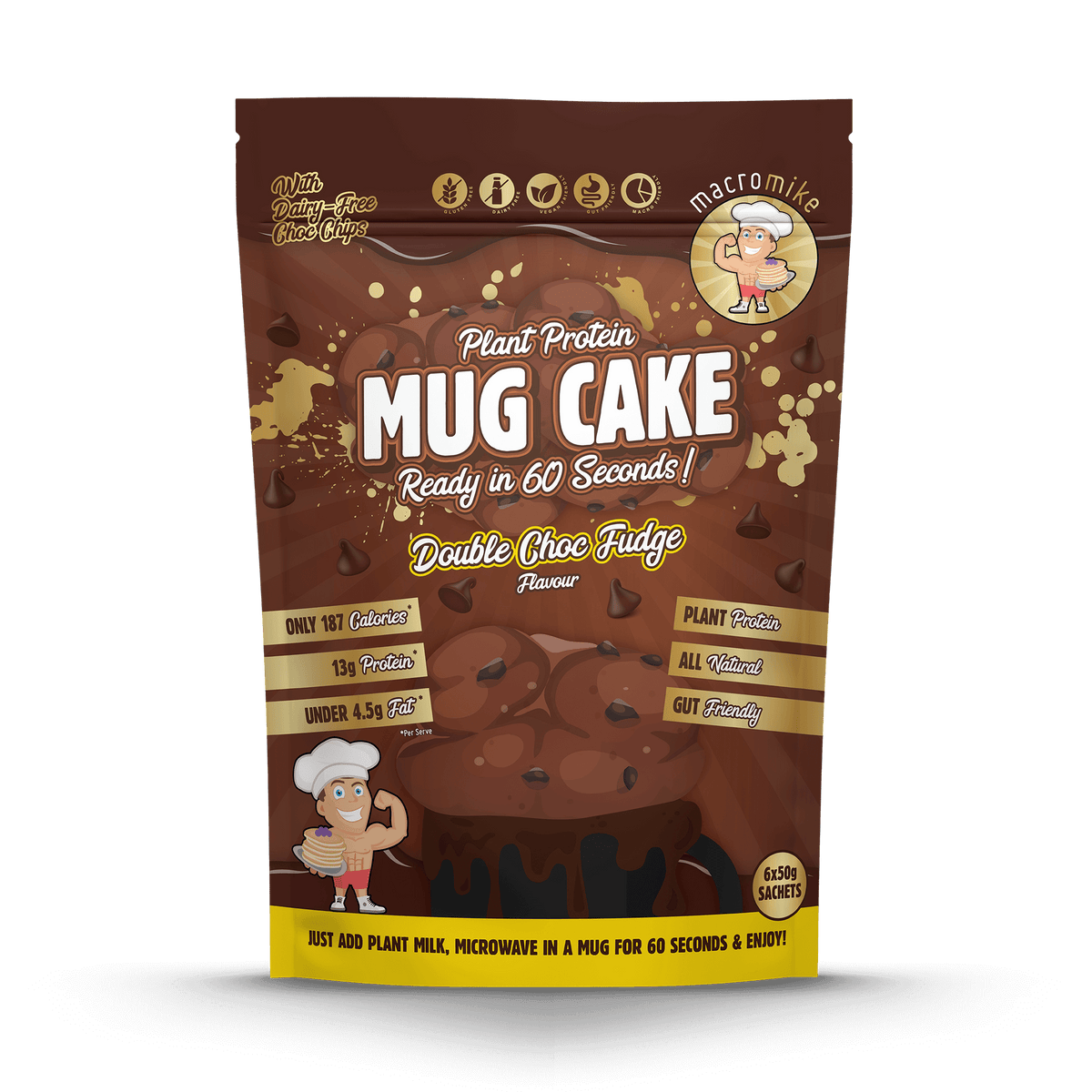 Macro Mike Mug Cake Double Choc Fudge 6 x 50g front of pack