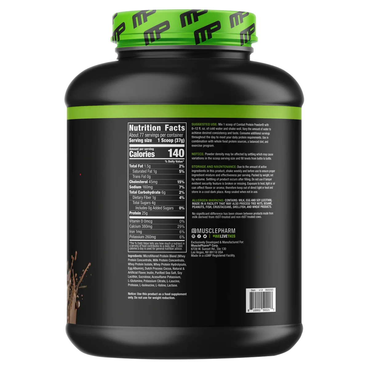 MusclePharm Combat Sport Chocolate back of pack