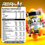 Nexus PER4M 2.0 Juicy Burst nutrition panel