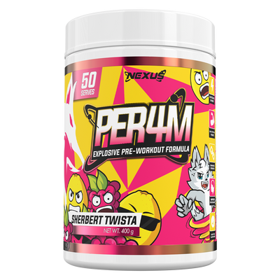 Nexus PER4M pre-workout, Sherbet Twista powder, 400g, NZ Supps