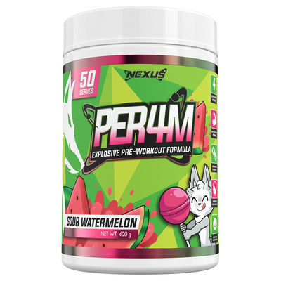 Nexus PER4M pre-workout, Watermelon powder, 400g, NZ Supps