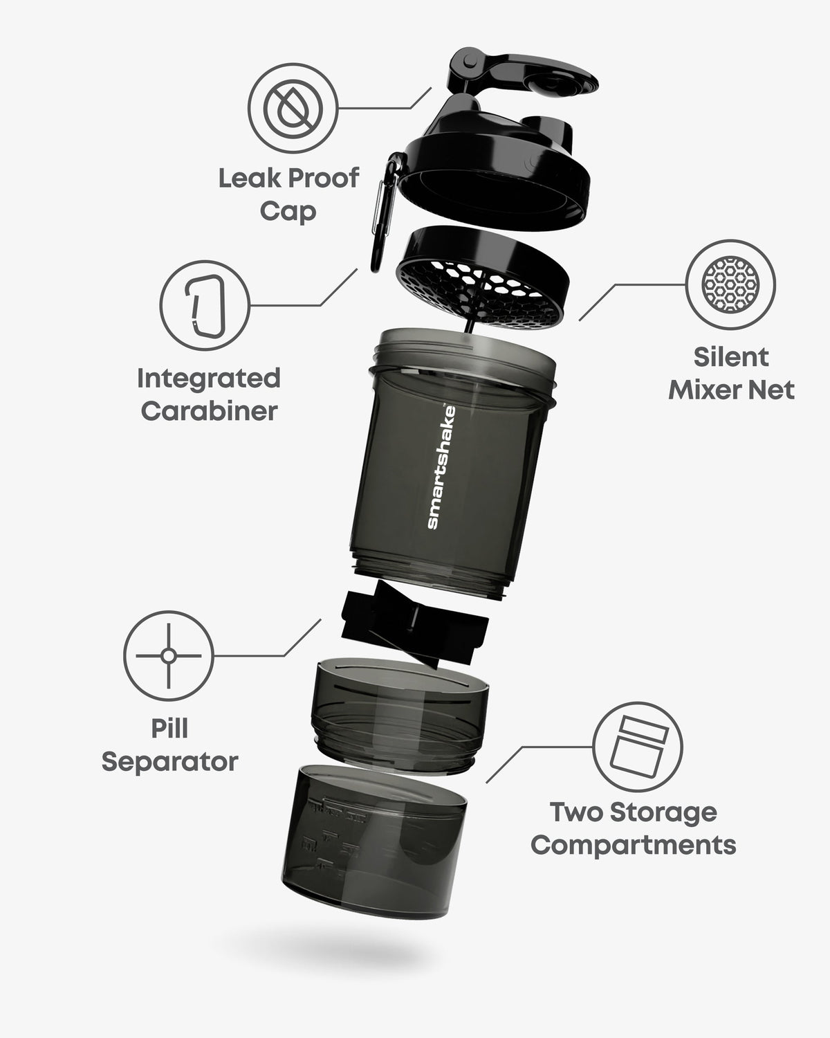 SmartShake Original2Go Gunsmoke Black nutrition panel