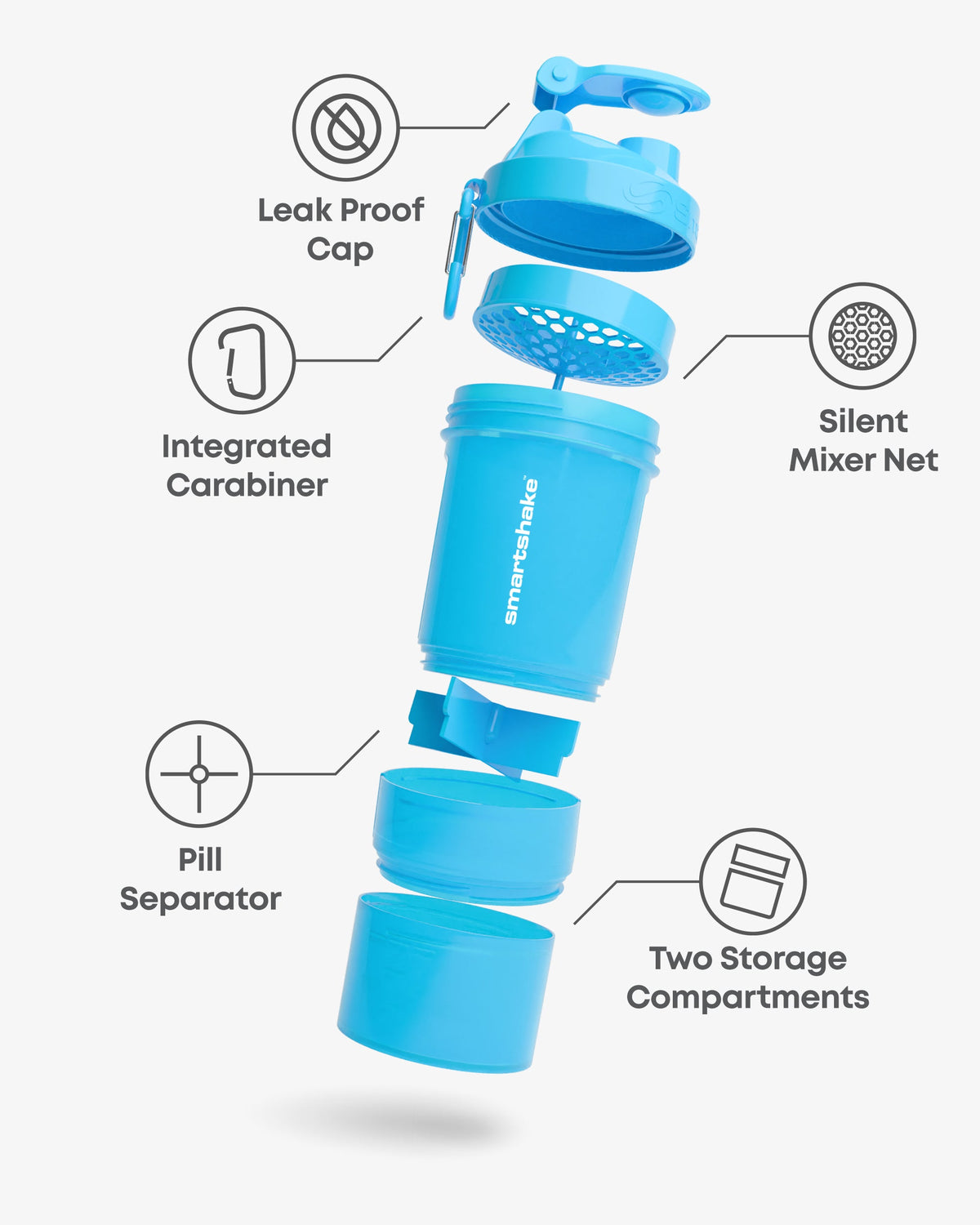 SmartShake Original2Go Neon Blue nutrition panel