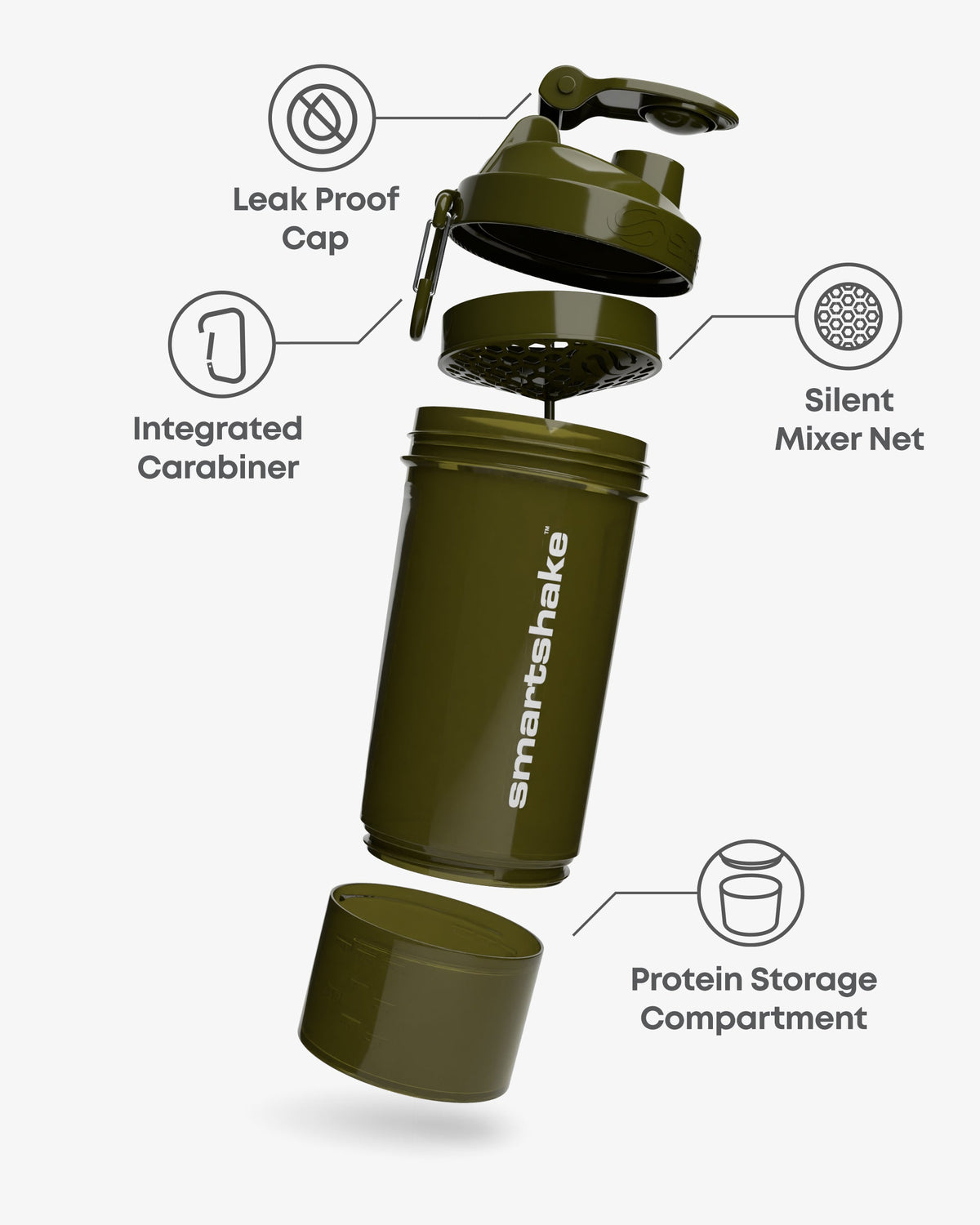 SmartShake Original2Go One Army Green nutrition panel