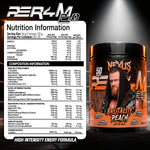 Nexus PER4M 2.0 Brutality Peach supplement facts and nutrition panel