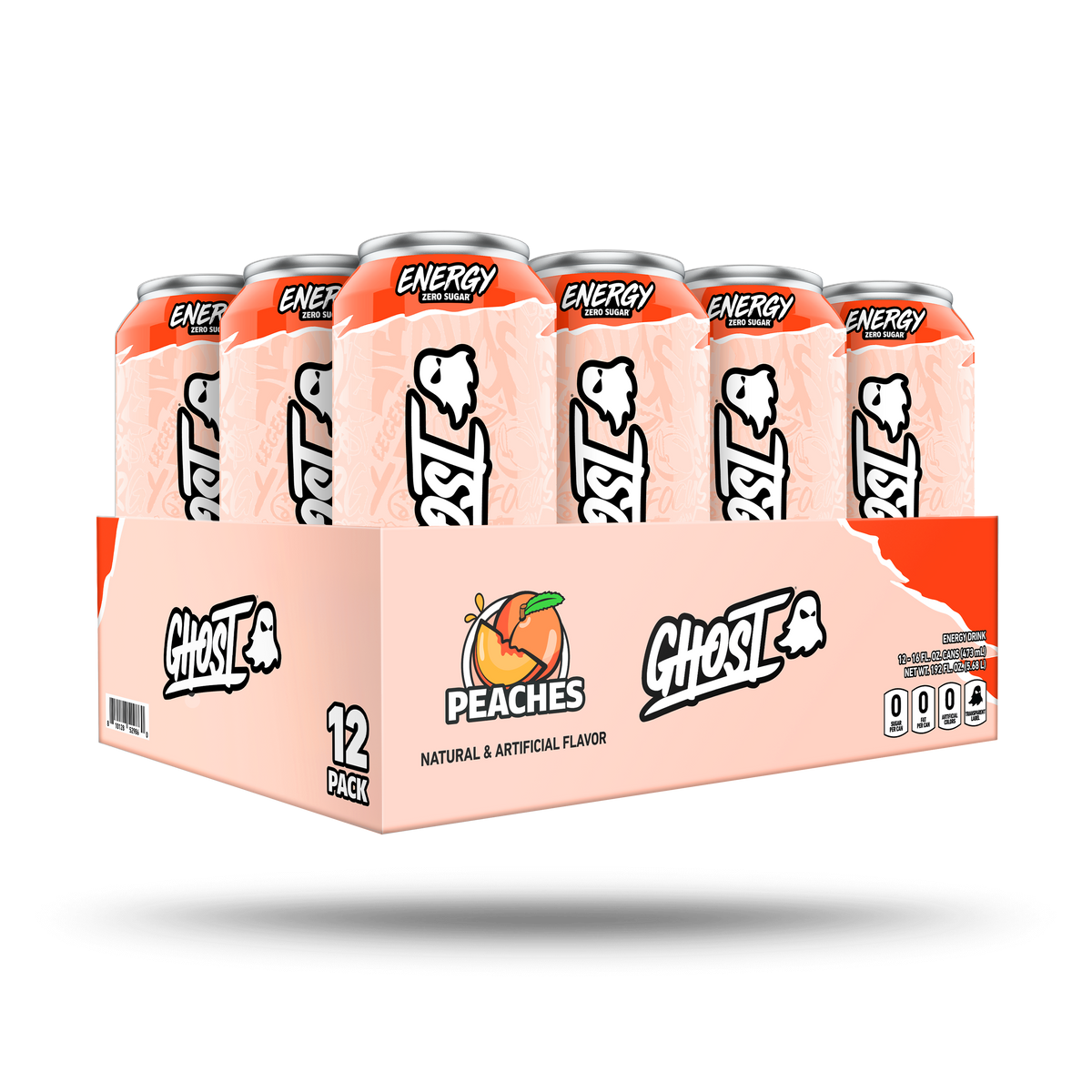 Ghost 12-Pack Energy RTD - Peaches, 500ml