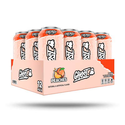 Ghost 12-Pack Energy RTD - Peaches, 500ml, NZ Supps