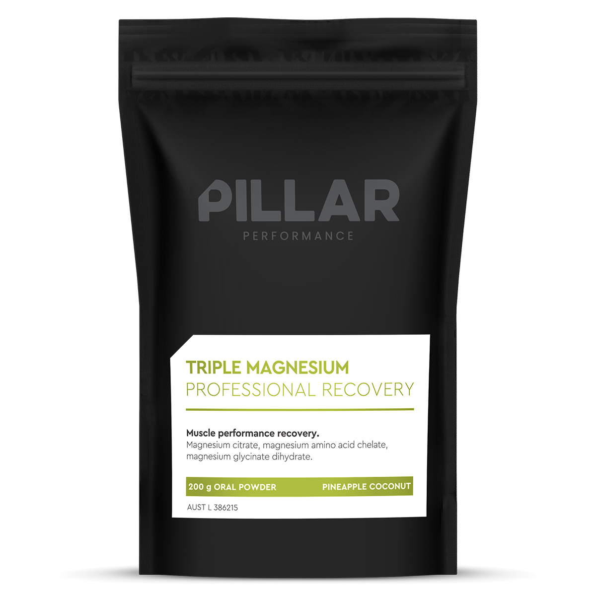 Pillar Performance Triple Magnesium Pouch - Pineapple Coconut, 200g (40 Serves) - 200g stand-up pouch