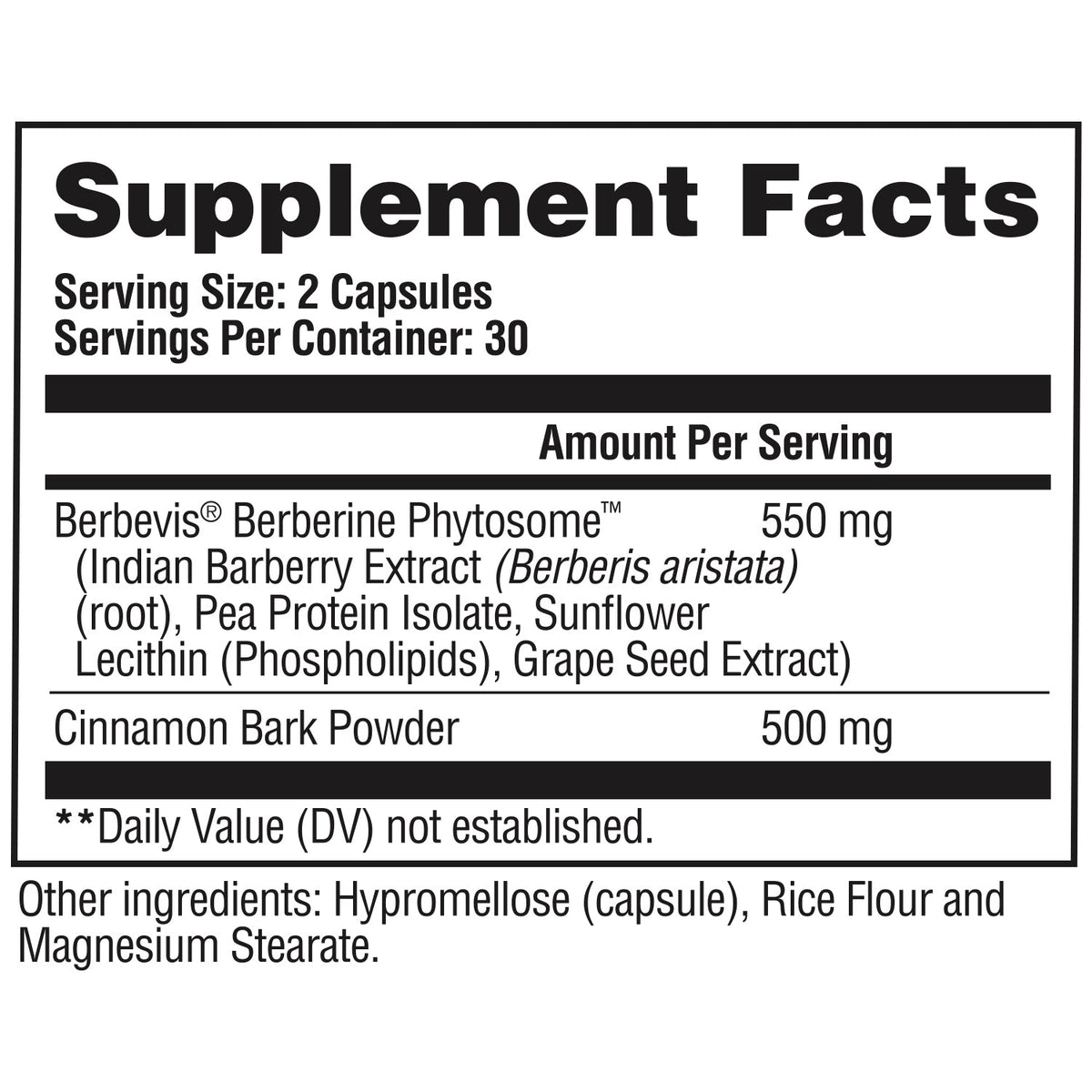 GAT Sport Pro Berberine supplement facts and nutrition panel