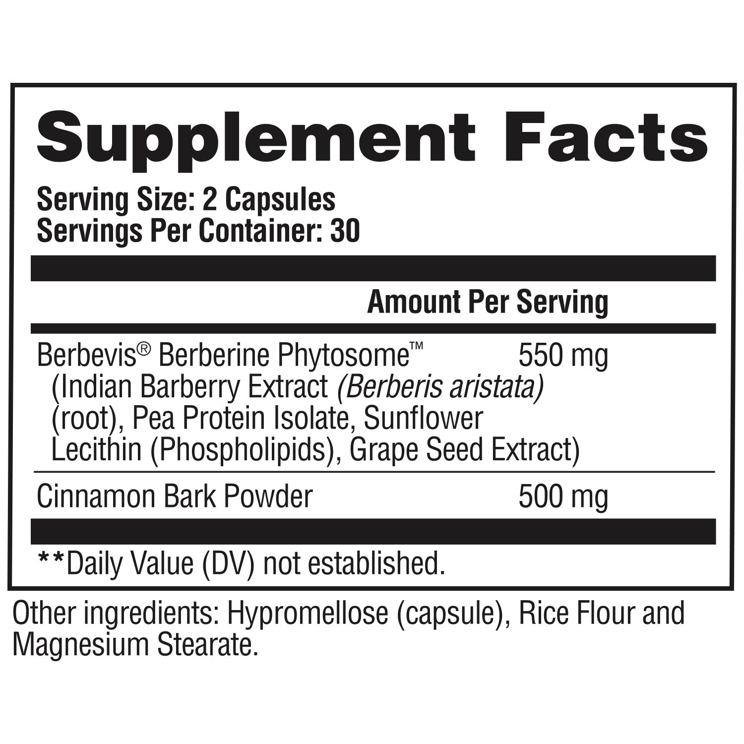 GAT Sport Pro Berberine supplement facts and nutrition panel