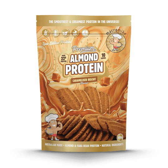 Macro Mike Luxe Almond Protein Caramelised Biscuit 400g front