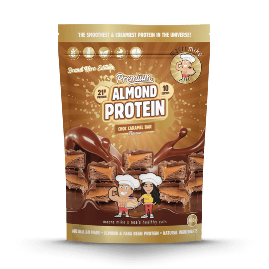 Macro Mike Luxe Almond Protein Chocolate Caramel Bar 400g front
