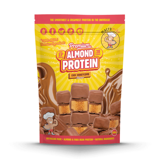 Macro Mike Premium Almond Protein Chocolate Honeycomb 800g front