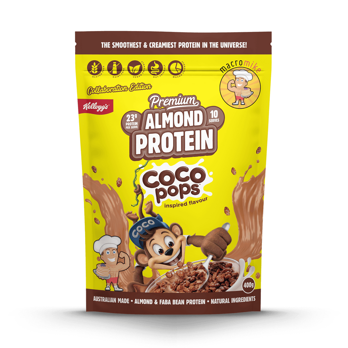 Macro Mike x Kellogg's Premium Almond Protein Coco Pops 400g front