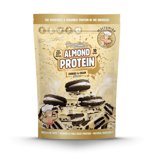 Macro Mike Premium Almond Protein Cookies & Cream 400g front
