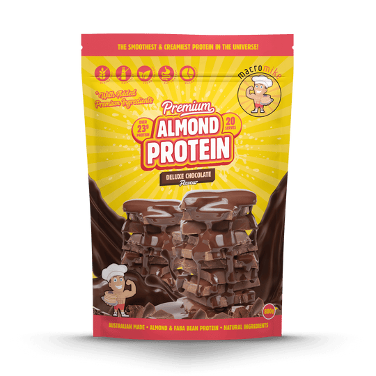 Macro Mike Premium Almond Protein Deluxe Chocolate 800g front