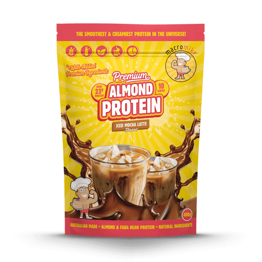 Macro Mike Premium Almond Protein Iced Mocha 400g front
