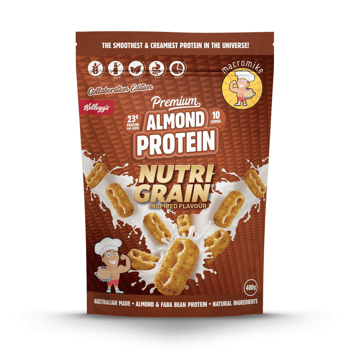 Macro Mike x Kellogg's Premium Almond Protein Nutri-Grain 400g front