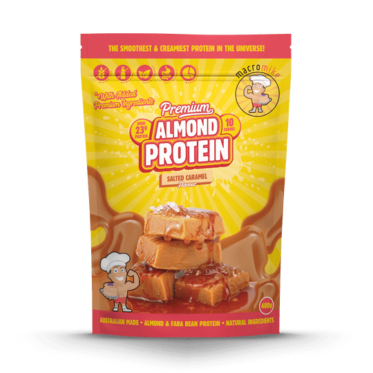 Macro Mike Premium Almond Protein Salted Caramel 400g front