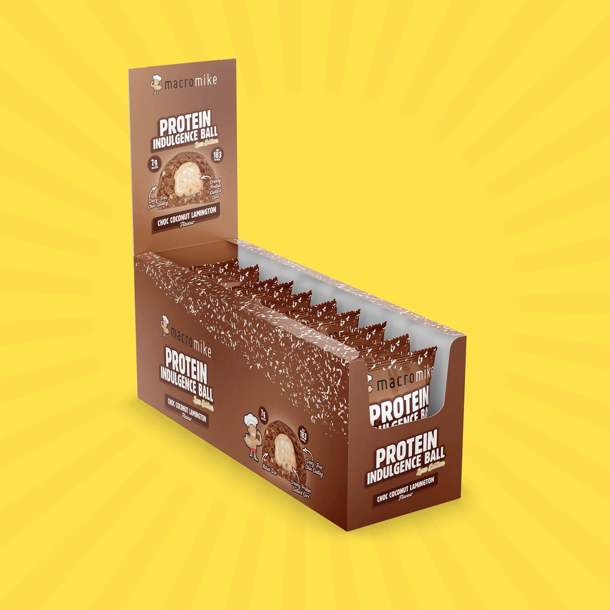 Macro Mike Protein Indulgence Ball Choc Coconut Lamington pack preview